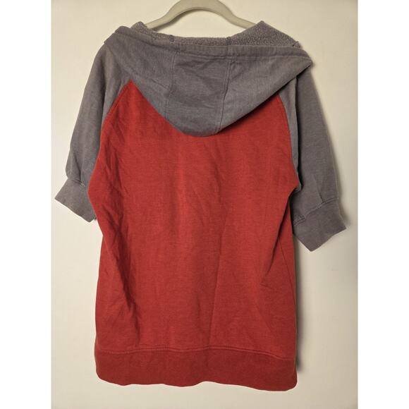 Vtg Volcom Hoodie Womens M Short Puff Sleeve Zip Up Stone Art Red Gray Surf - Picture 6 of 9